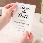 スクリプエレガントトのミニマル結婚式の日付を保存 ベラム紙招待状