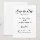 スクリプエレガントトのミニマル黒白結婚の セーブザデート (正面/裏面)