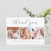 スクリプエレガントトのミニマル3フォト新生児 サンキューカード (スタンド正面)