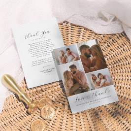 スクリプエレガントトのミニマル4 Photo Collage結婚's サンキューカード