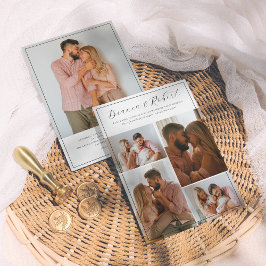 スクリプエレガントトのミニマル5フォトコラージュ結婚ズ 招待状