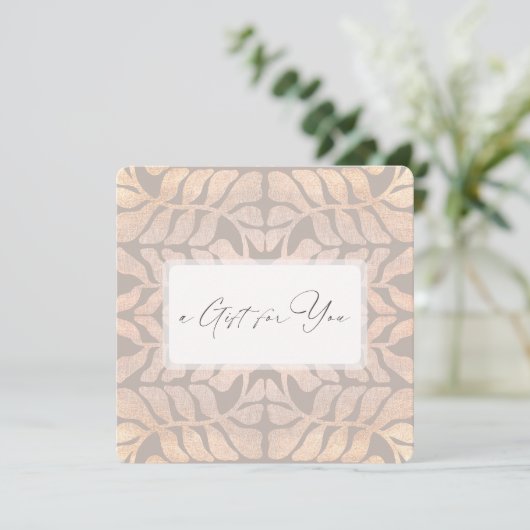 スクリプエレガントトのリーフパターンのギフト証明書 (スタンド正面)