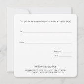 スクリプエレガントトのリーフパターンのギフト証明書 (裏面)