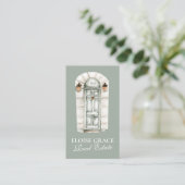 スクリプエレガントトのロゴとQRコード実在領 名刺 (スタンド正面)