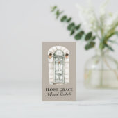 スクリプエレガントトのロゴとQRコード実在領 名刺 (スタンド正面)