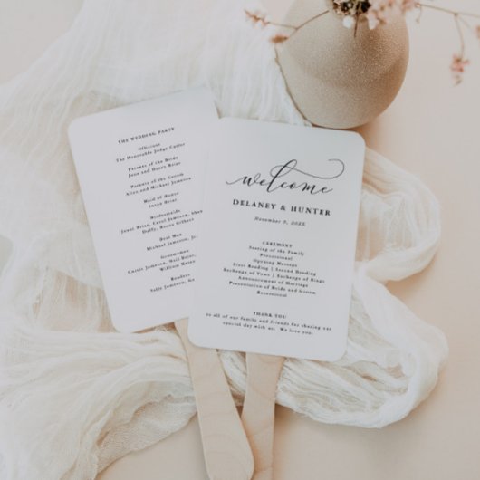 スクリプエレガントトの最小編集可能結婚式 プログラム ハンドファン