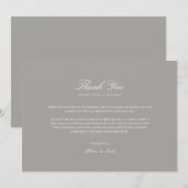 スクリプエレガントトの白とグレーのサンキューカード サンキューカード (正面/裏面)