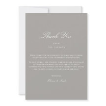 スクリプエレガントトの白とグレーのサンキューカード