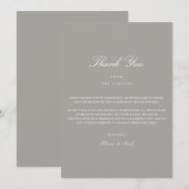 スクリプエレガントトの白とグレーのサンキューカード サンキューカード (正面/裏面)