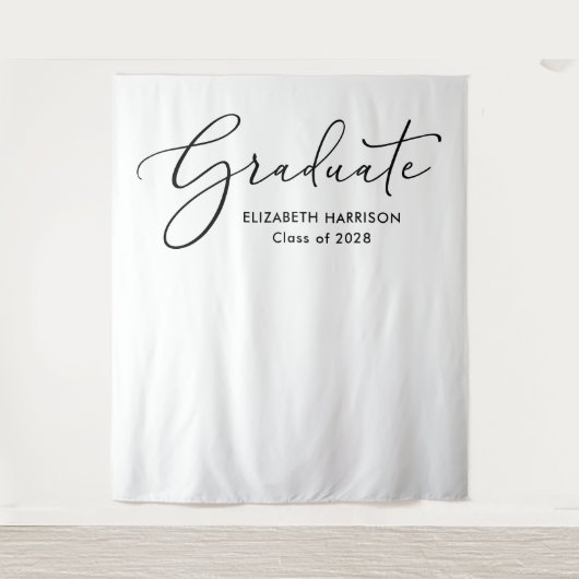 スクリプエレガントトの白の卒業背景 タペストリー (正面)