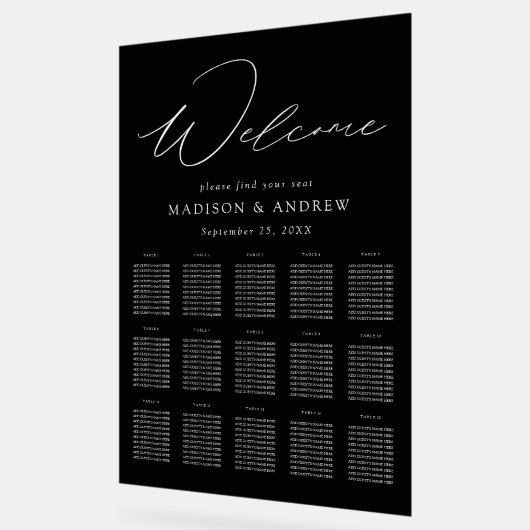 スクリプエレガントトの白黒の座席表 アクリルサイン (傾斜)