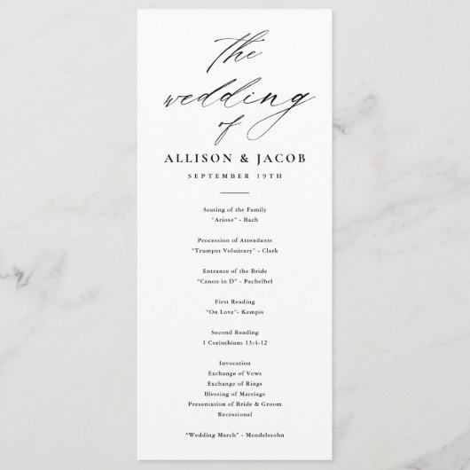 スクリプエレガントトの白黒結婚式 プログラム (正面)