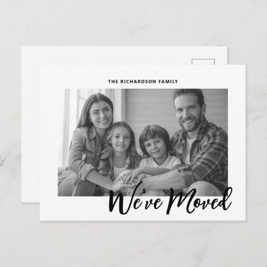 スクリプエレガントトの移モダン動アナウンスの写真 ポストカード (正面/裏面)