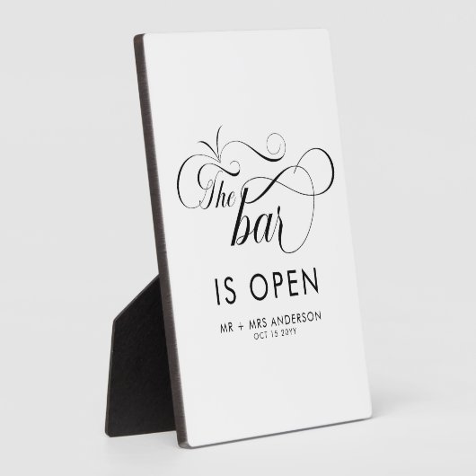 スクリプエレガントトの結婚バーはOpen Drinksである フォトプラーク (側面)