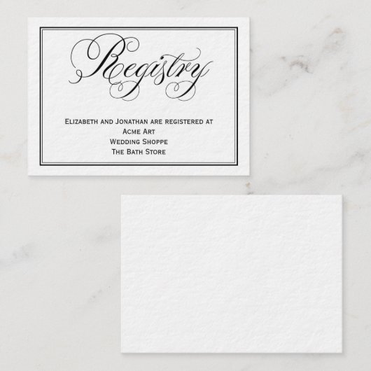 スクリプエレガントトの結婚レジストリ情報カード エンクロージャーカード (正面/裏面)