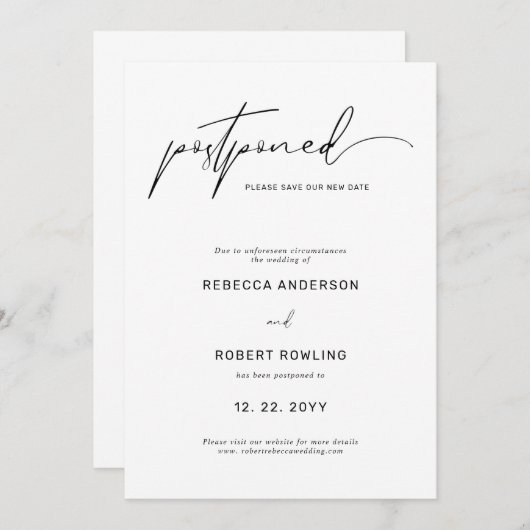 スクリプエレガントトの結婚延期日 招待状 (正面/裏面)