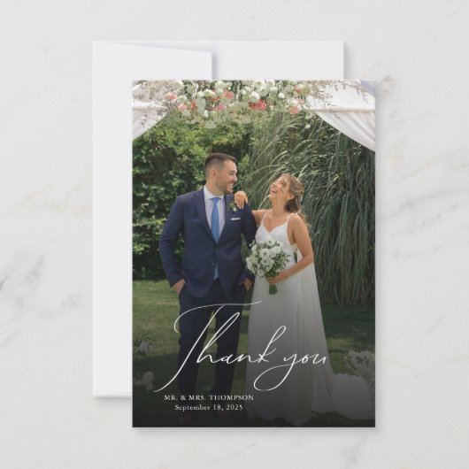 スクリプエレガントトの重ね結婚合わせ サンキューカード (正面)