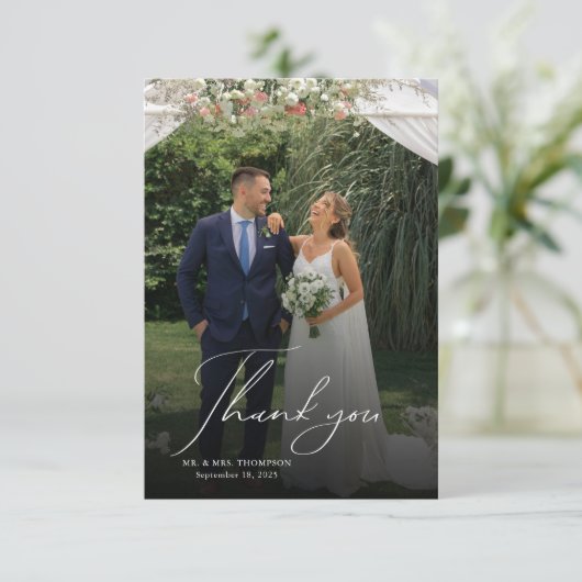 スクリプエレガントトの重ね結婚合わせ サンキューカード (スタンド正面)