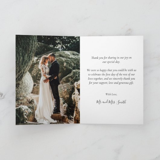 スクリプエレガントトの重結婚ねて写真 サンキューカード (内部)