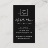 スクリプエレガントトの黒い垂直カスタムロゴ 名刺 (正面)