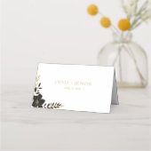 スクリプエレガントトの黒と金ゴールドのフローラ結婚の白 プレイスカード (裏面)