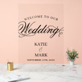 スクリプエレガントトは私たちのサイン結婚へようこそ アクリルサイン (ウェディング)