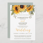 スクリプエレガントトひまわり結婚式招待状 招待状 (正面/裏面)