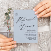 スクリプエレガントトほこりっぽいブルーリハーサルディナーQR 招待状