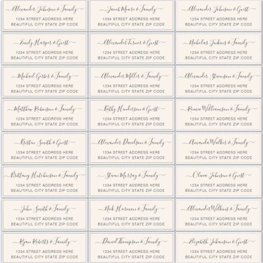 スクリプエレガントトアイボリークリー結婚ムのゲストアドレス シール (正面)