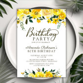 スクリプエレガントトイエローローズフローラ80誕生日 招待状