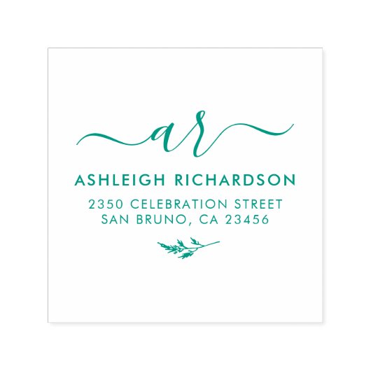 スクリプエレガントトイニシャル |植物学差出人住所 セルフインキングスタンプ (デザイン)