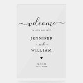 スクリプエレガントトウェディングパーティー歓迎ブラック アクリルサイン (正面)