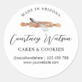 スクリプエレガントトウォーターカラーウィスクベーカリーケータリング ラウンドシール (正面)