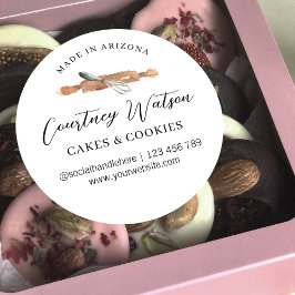 スクリプエレガントトウォーターカラーウィスクベーカリーケータリング ラウンドシール