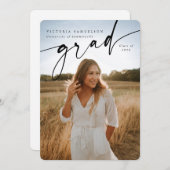 スクリプエレガントトオーバーレイ2枚の写真卒業 案内状 (正面/裏面)