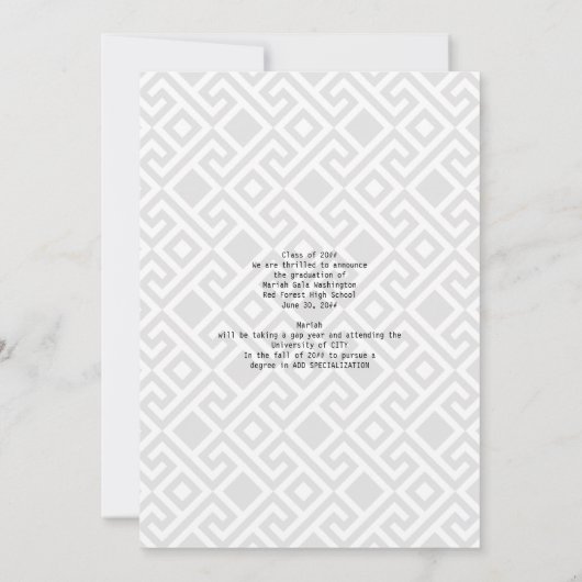 スクリプエレガントトオーバーレイ4フォトコラージュ卒業 案内状 (裏面)