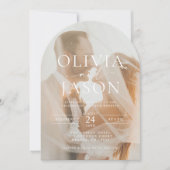 スクリプエレガントトオーバーレイArchフォト結婚ズ 招待状 (正面)