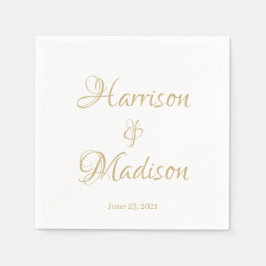スクリプエレガントトカスタムのカップル名の日結婚付 スタンダードカクテルナプキン
