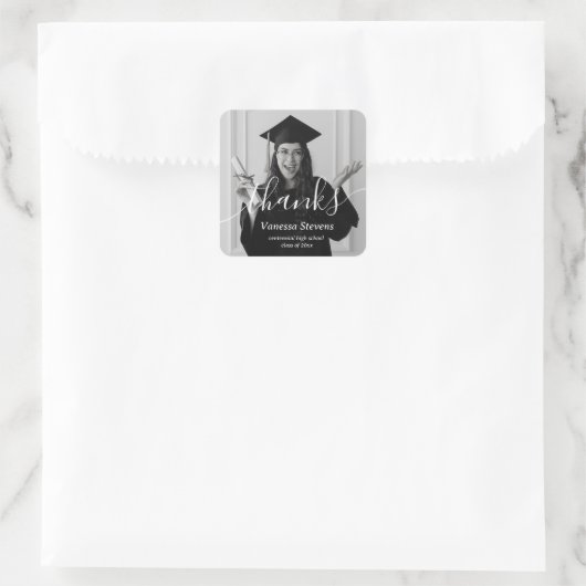 スクリプエレガントトカスタムの写真の感謝してい卒業 スクエアシール (バッグ)