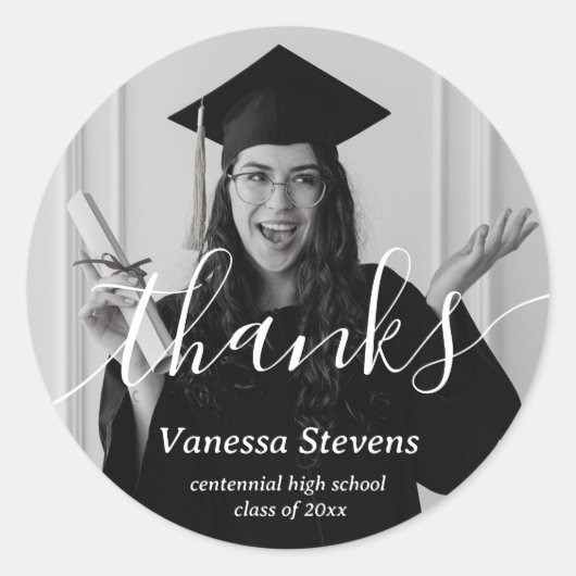 スクリプエレガントトカスタムの写真の感謝してい卒業 ラウンドシール (正面)