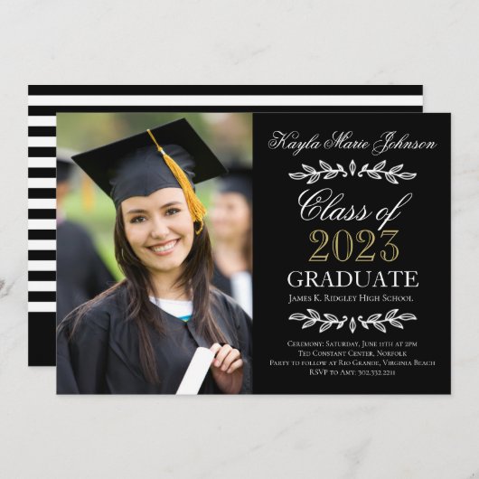 スクリプエレガントトカスタムカラー卒業フォトカード 案内状 (正面/裏面)