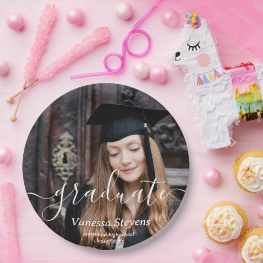 スクリプエレガントトカスタムフォト卒業 ペーパープレート (パーティー)