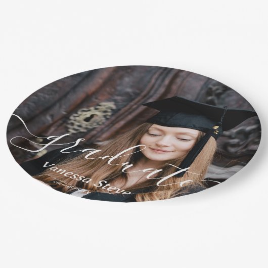 スクリプエレガントトカスタムフォト卒業 ペーパープレート (アングル)