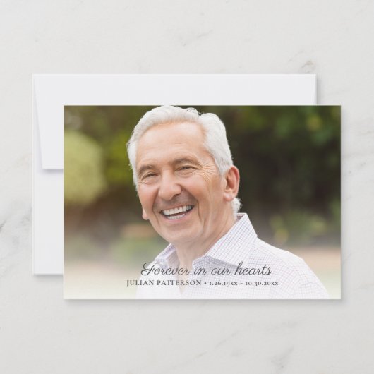 スクリプエレガントトカスタムメッセージ葬儀の写真 サンキューカード (裏面)