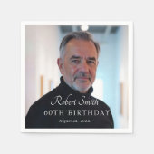 スクリプエレガントトカスタム誕生日写真 スタンダードカクテルナプキン (正面)