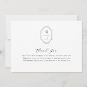 スクリプエレガントトカスタム・モノグラム結婚の3枚の写真 サンキューカード (裏面)