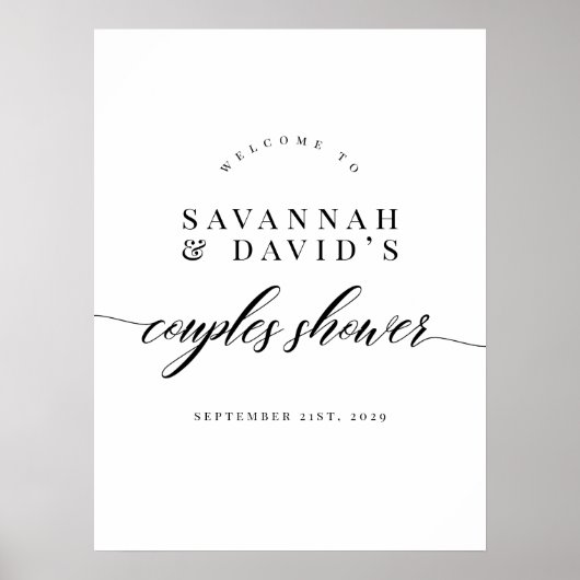 スクリプエレガントトカップルブライダルシャワーウェルカムサイン ポスター (正面)