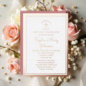 スクリプエレガントトガールファースト聖体拝領 箔招待状