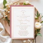 スクリプエレガントトガールファースト聖体拝領 箔招待状
