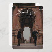 スクリプエレガントトクラシックオーバーレイ結婚 サンキューカード (正面/裏面)